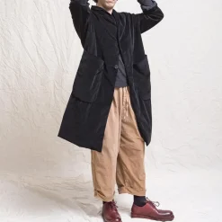Women ALBUM DI FAMILIA Album Di Famiglia - Manteau ample en velours - Noir