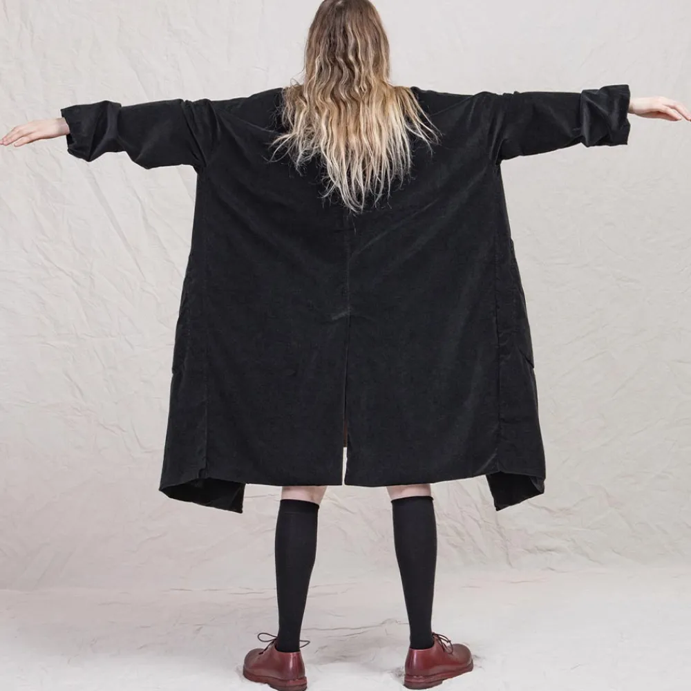 Women ALBUM DI FAMILIA Album Di Famiglia - Manteau ample en velours - Noir