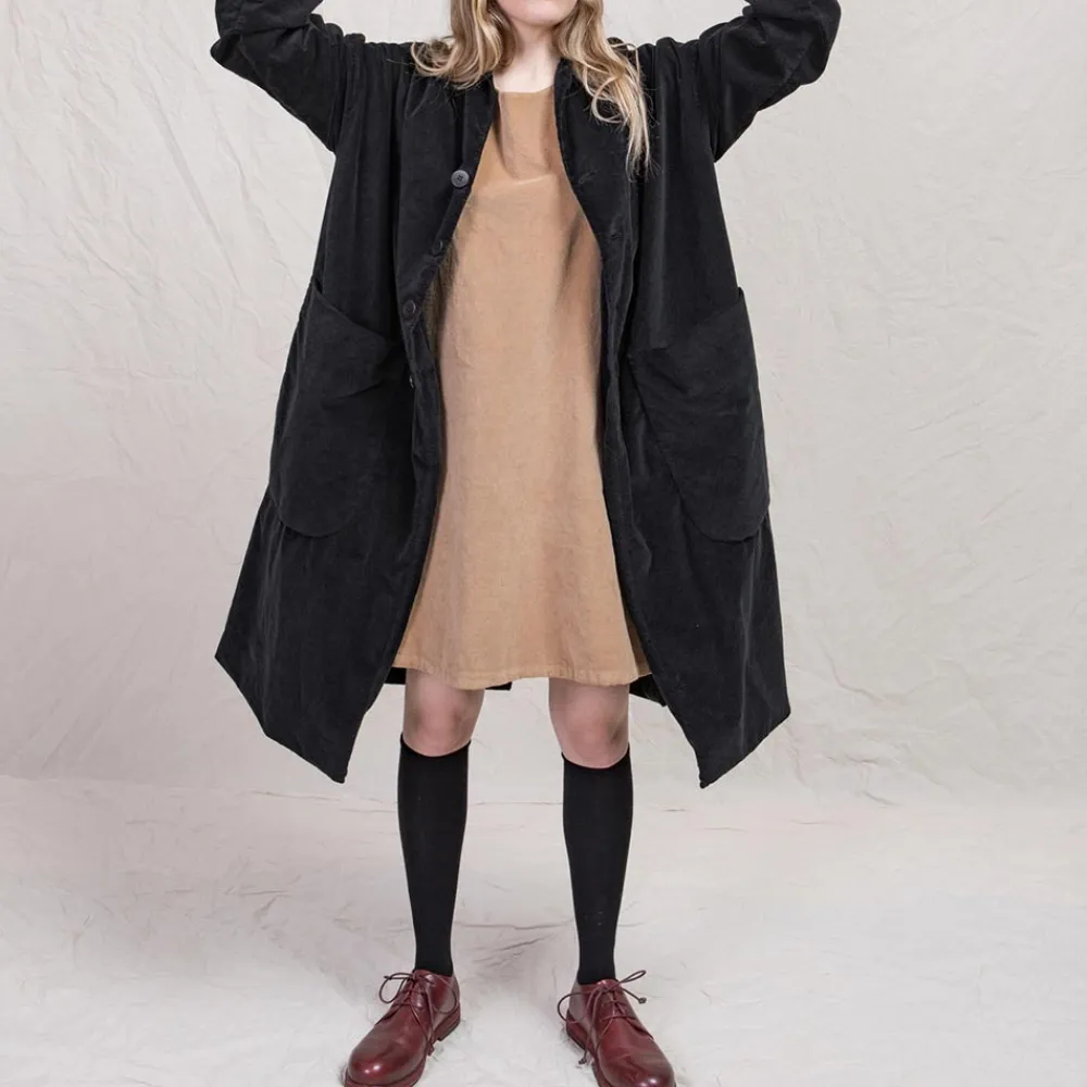 Women ALBUM DI FAMILIA Album Di Famiglia - Manteau ample en velours - Noir
