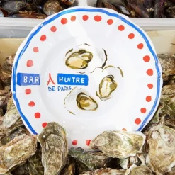 MERCI Assiette plate en faïence Huîtres