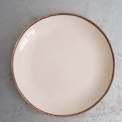 1636 DEARTIS Assiette plate en grès - Crème & Marron