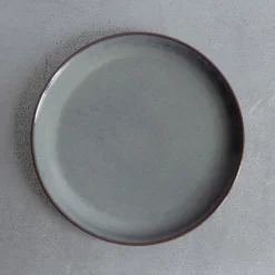 MERCI Assiette plate en grès émaillé Jaspe - Bleu