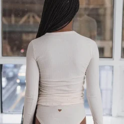 Women BASERANGE - T-Shirt Heart manches longues - Blanc