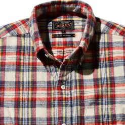 BEAMS Plus - Chemise Brushed Flannel - Blanc
