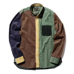 BEAMS Plus - Chemise Corduroy Panel - Vert