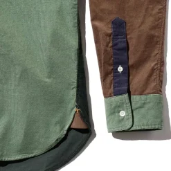 BEAMS Plus - Chemise Corduroy Panel - Vert