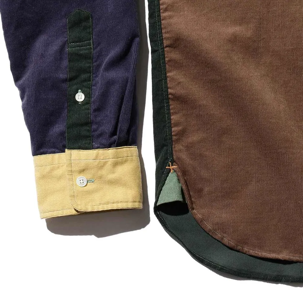 BEAMS Plus - Chemise Corduroy Panel - Vert