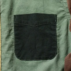 BEAMS Plus - Chemise Corduroy Panel - Vert