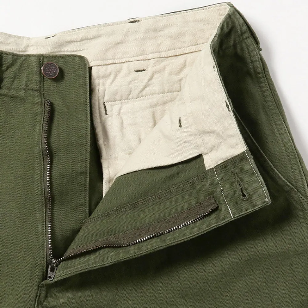BEAMS Plus - Pantalon Herringbone - Olive