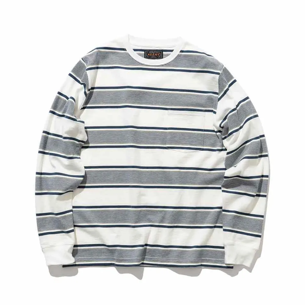 BEAMS Plus - T-shirt Stripe - Blanc