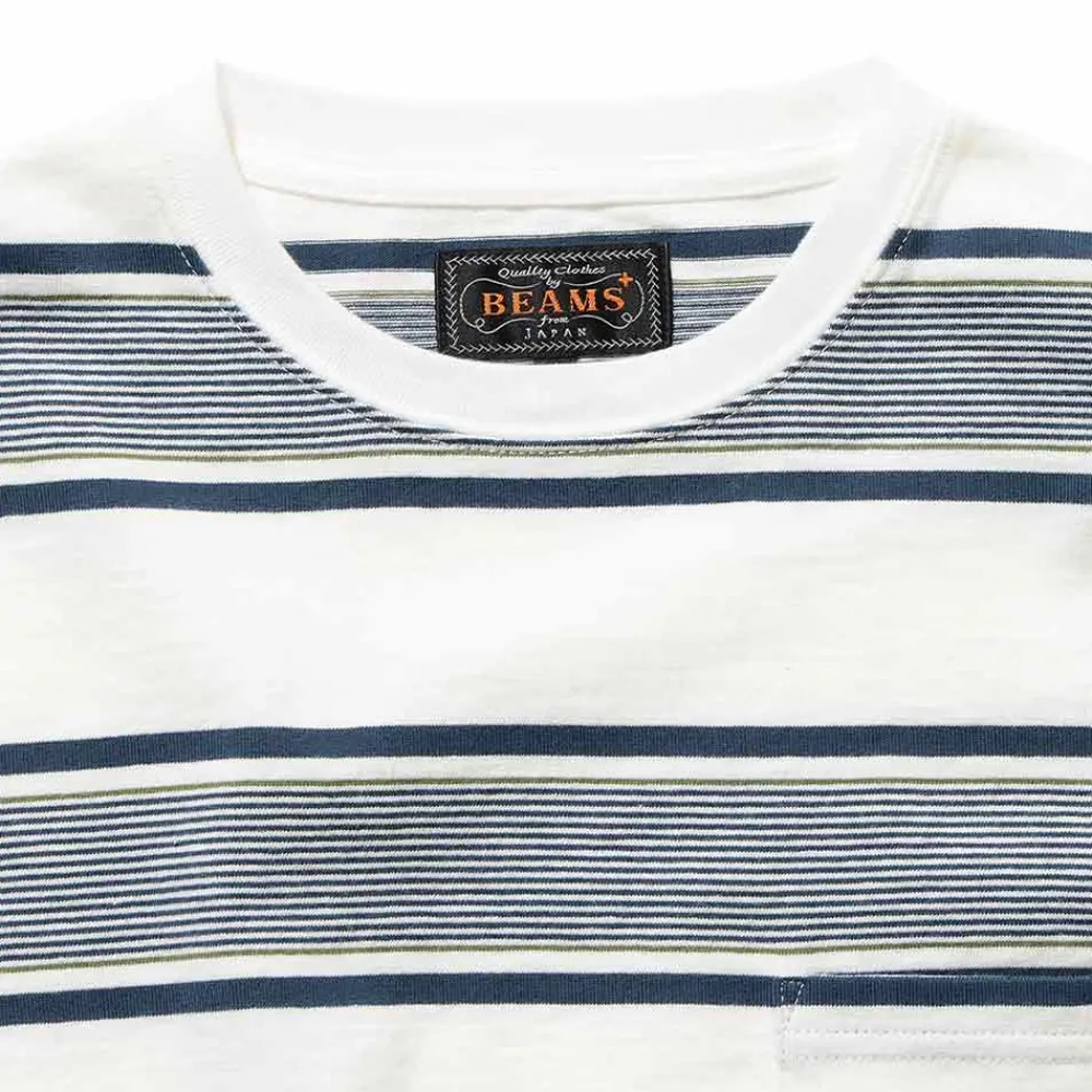 BEAMS Plus - T-shirt Stripe - Blanc