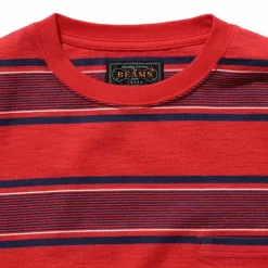 BEAMS Plus - T-shirt Stripe - Rouge
