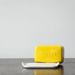 2031 MARUMITSU POTERIE Beurrier arrondi - Jaune