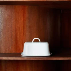 1139 BAZAR DE LUXE Beurrier en émail - Blanc
