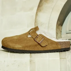 Women Birkenstock - Sabots Boston en Fourrure - Marron