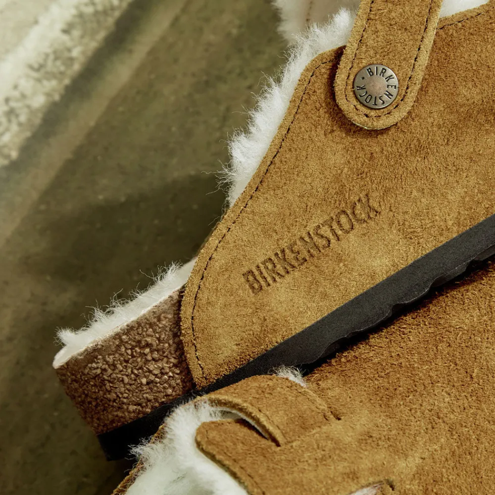 Women Birkenstock - Sabots Boston en Fourrure - Marron