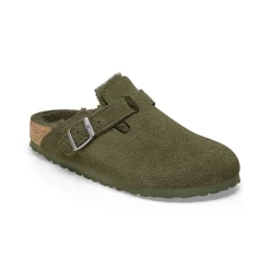Women Birkenstock - Sabots Boston en Fourrure - Kaki