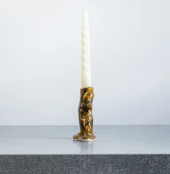 1393 EMILIE HOLM ATELIER Bougeoir en céramique émaillée - Jaune