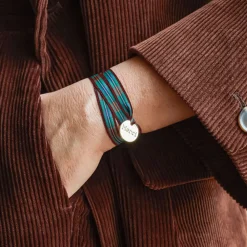 Women Merci Bracelet à Carreaux Médaille - Noir