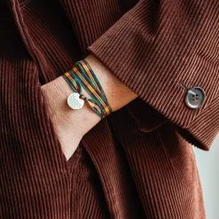 Women Merci Bracelet à Carreaux Médaille - Bordeaux