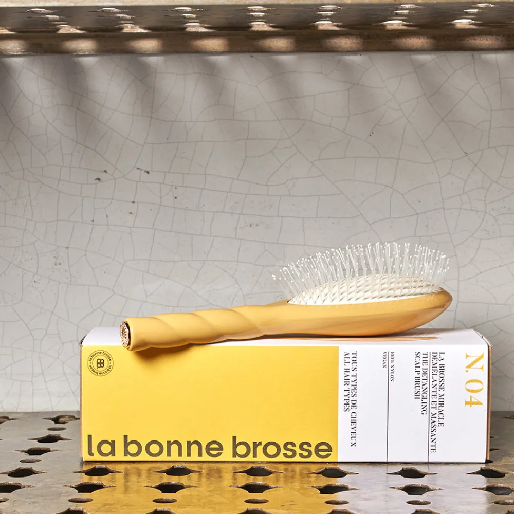1664 LA BONNE BROSSE Brosse à cheveux N.04 LA MIRACLE - Démêlante & Massante - Jaune