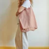 200 LINTEX Cabas en lin lavé Merci - Beige rosé