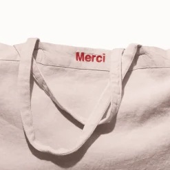 200 LINTEX Cabas en lin lavé Merci - Beige rosé