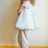 200 LINTEX Cabas en lin lavé Merci - Blanc Optique