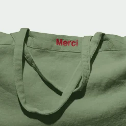 200 LINTEX Cabas en lin lavé Merci - Vert d'Anduze