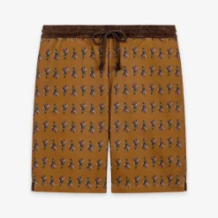CALEB - Short à motif flora - Marron