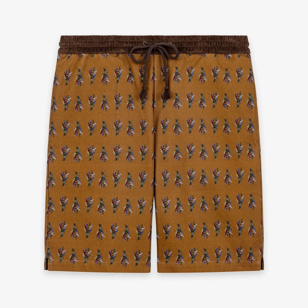 CALEB - Short à motif flora - Marron