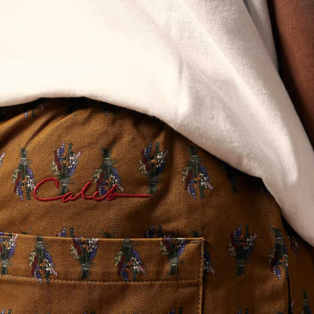 CALEB - Short à motif flora - Marron