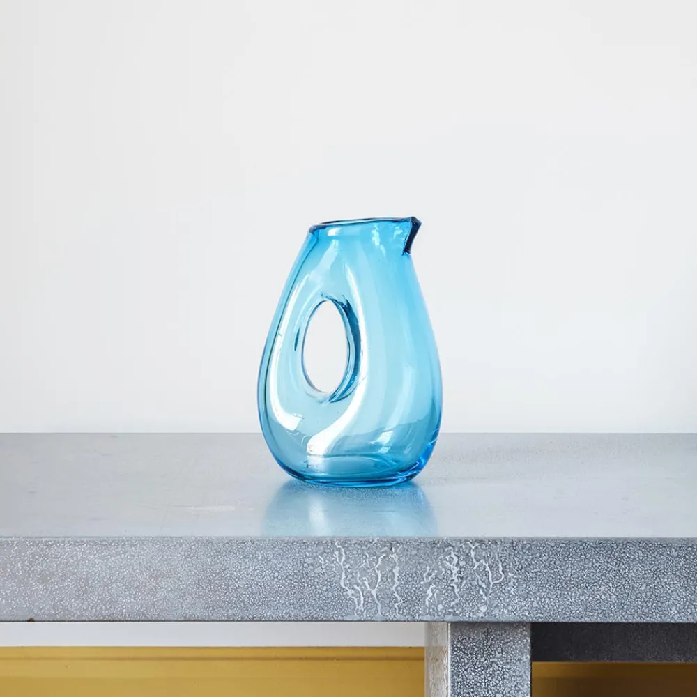 216 POLS POTTEN Carafe en verre soufflé- Turquoise