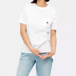 Women Carhartt WIP - T-Shirt Pocket - Blanc
