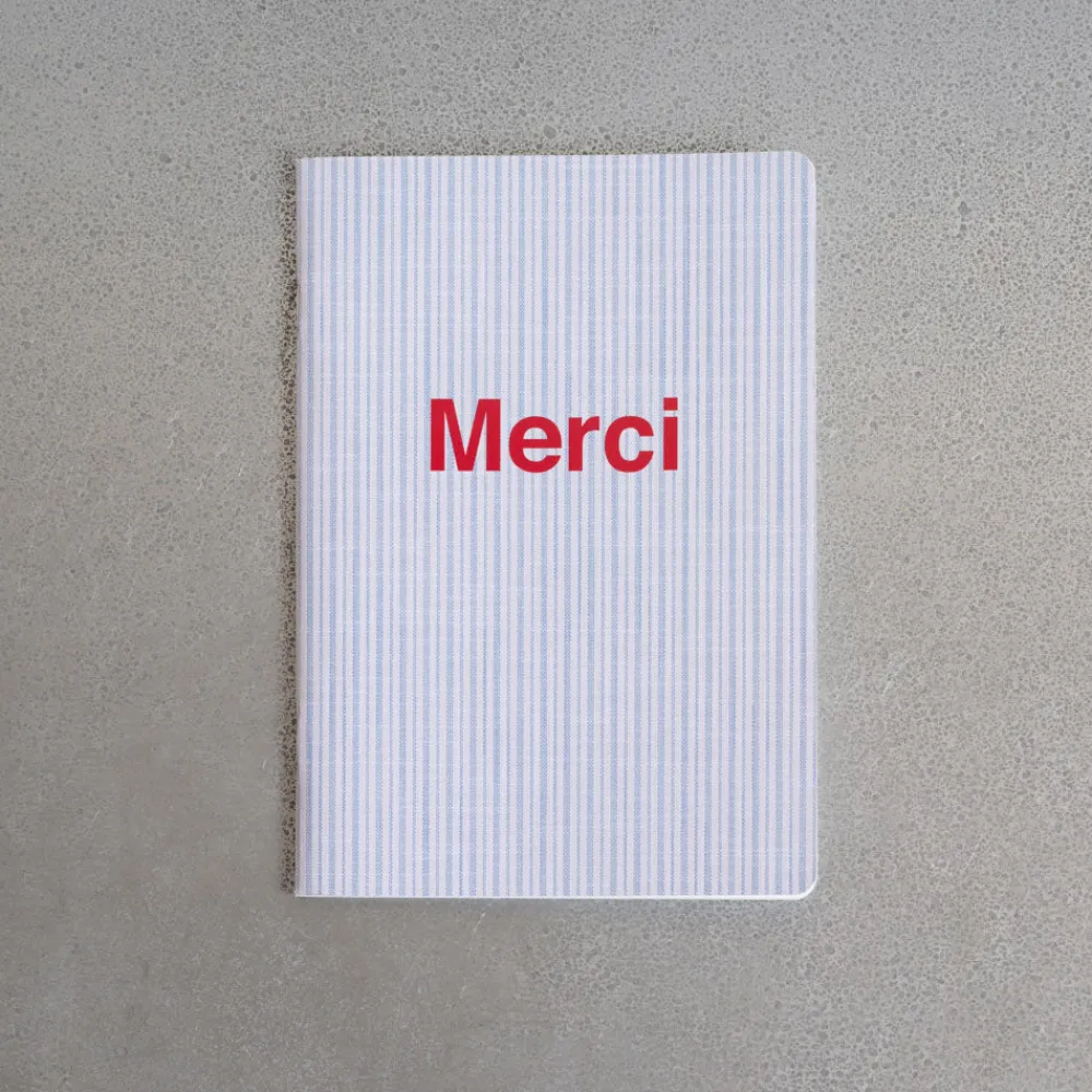 2962 BRANDBOOK Carnet Merci - Rayures Bleu Tyrrhénien et Rouge