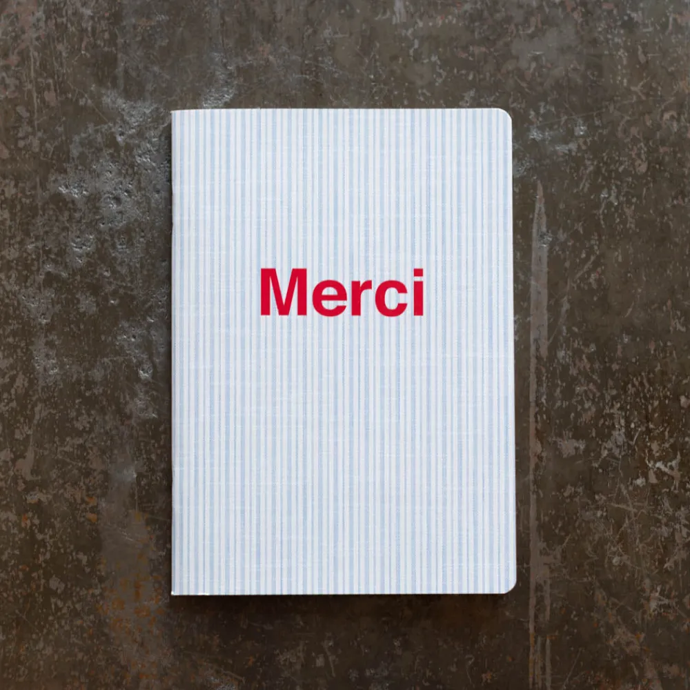 2962 BRANDBOOK Carnet Merci - Rayures Bleu Tyrrhénien et Rouge