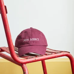 Women HOHO COCO Casquette unisexe brodée Non Merci - Bordeaux