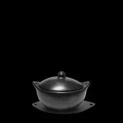 1950 INDIGENA Casserole ovale en argile - Noir