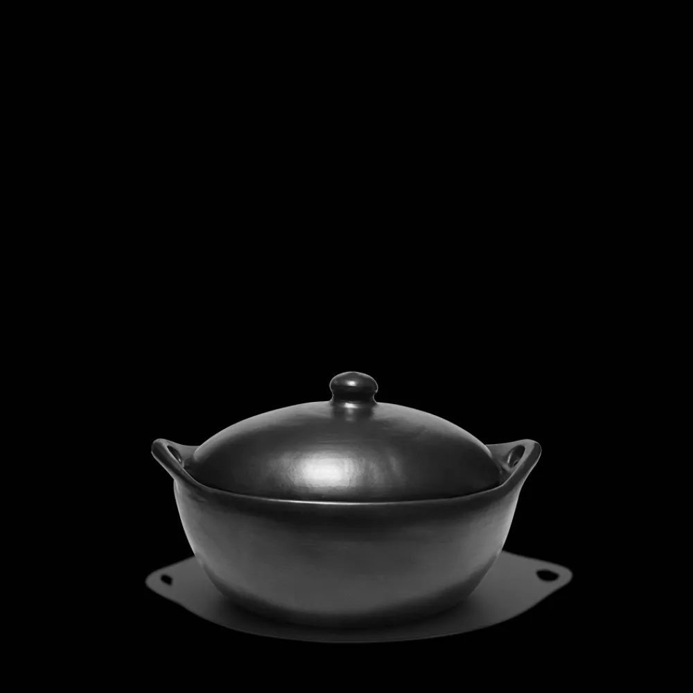 1950 INDIGENA Casserole ovale en argile - Noir