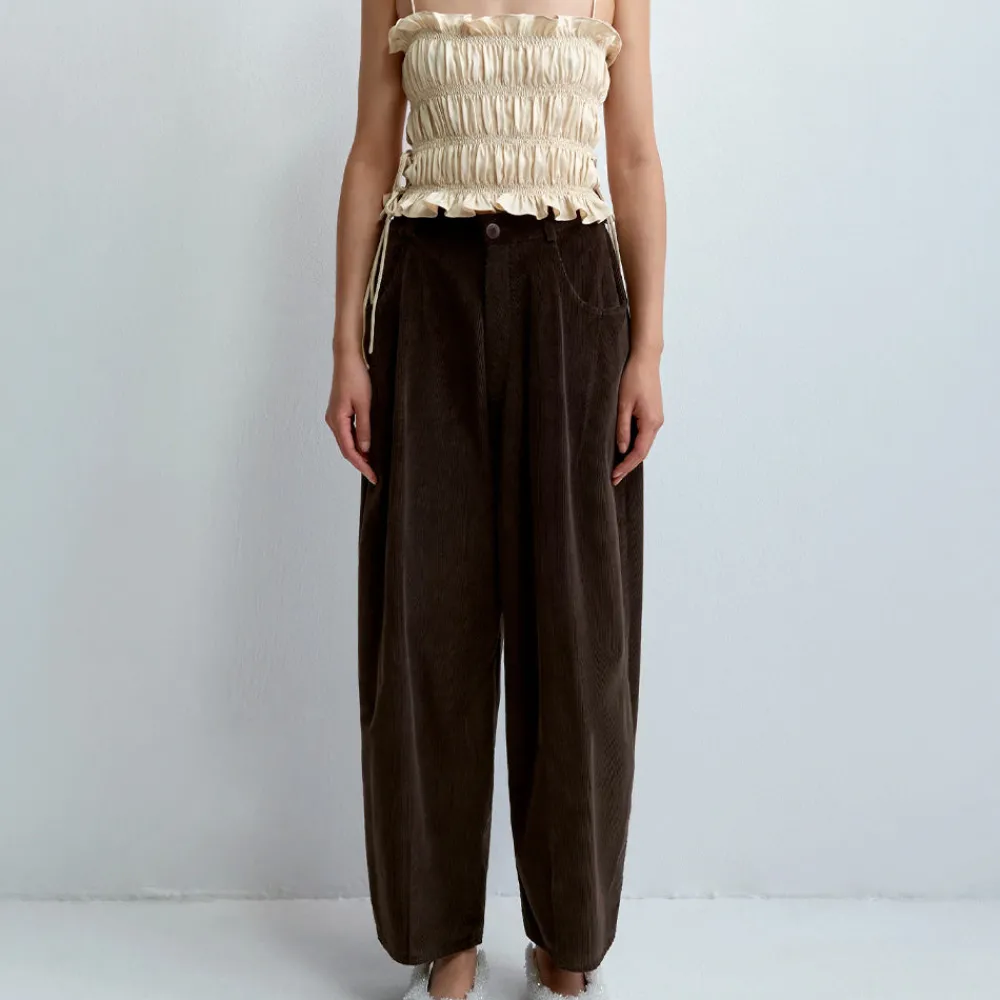 Women Cordera - Pantalon Velours Baggy - Marron
