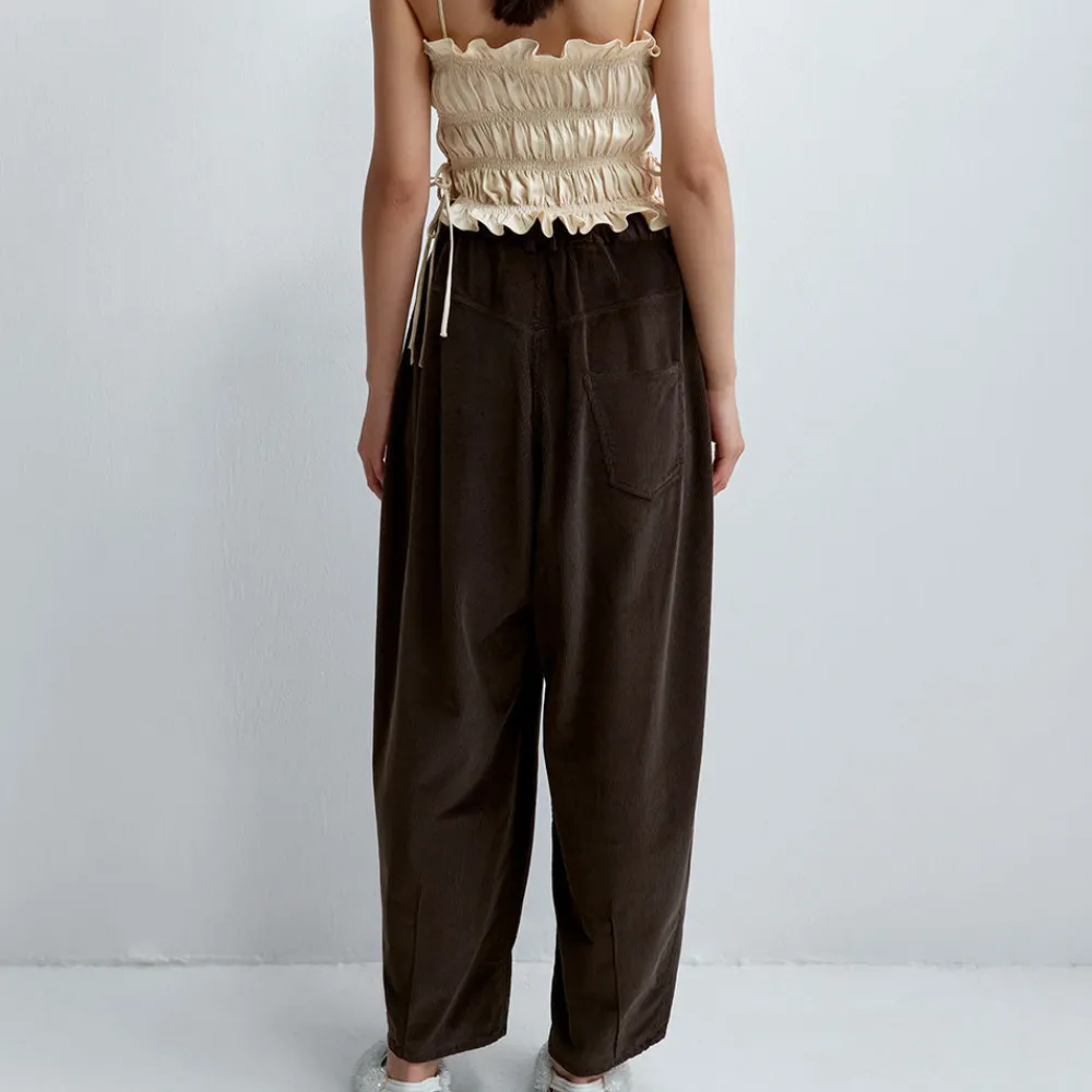 Women Cordera - Pantalon Velours Baggy - Marron