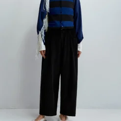 Women Cordera - Pantalon Velours Baggy - Noir