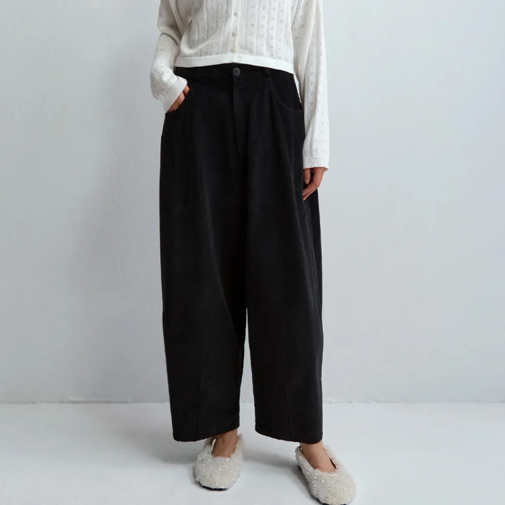 Women Cordera - Pantalon Velours Baggy - Noir