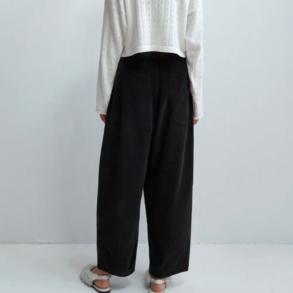 Women Cordera - Pantalon Velours Baggy - Noir