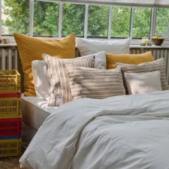200 LINTEX Coussin épais en lin - Rayures Matelas Bleu & Jaune Asahi