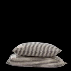 200 LINTEX Coussin épais en lin - Rayures Bleu Encre