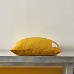 200 LINTEX Coussin épais en lin - Uni Olive