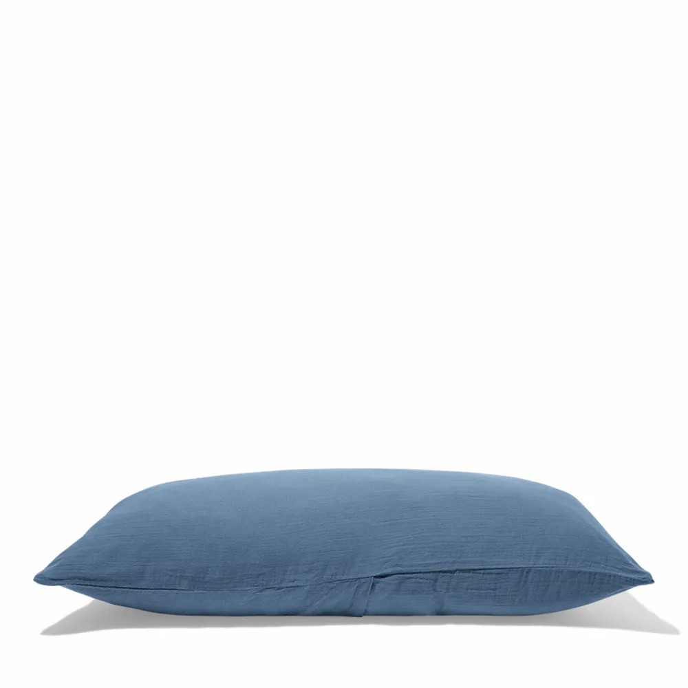 2100 GAZEX Coussin rectangle en gaze de coton - Bleu zinc