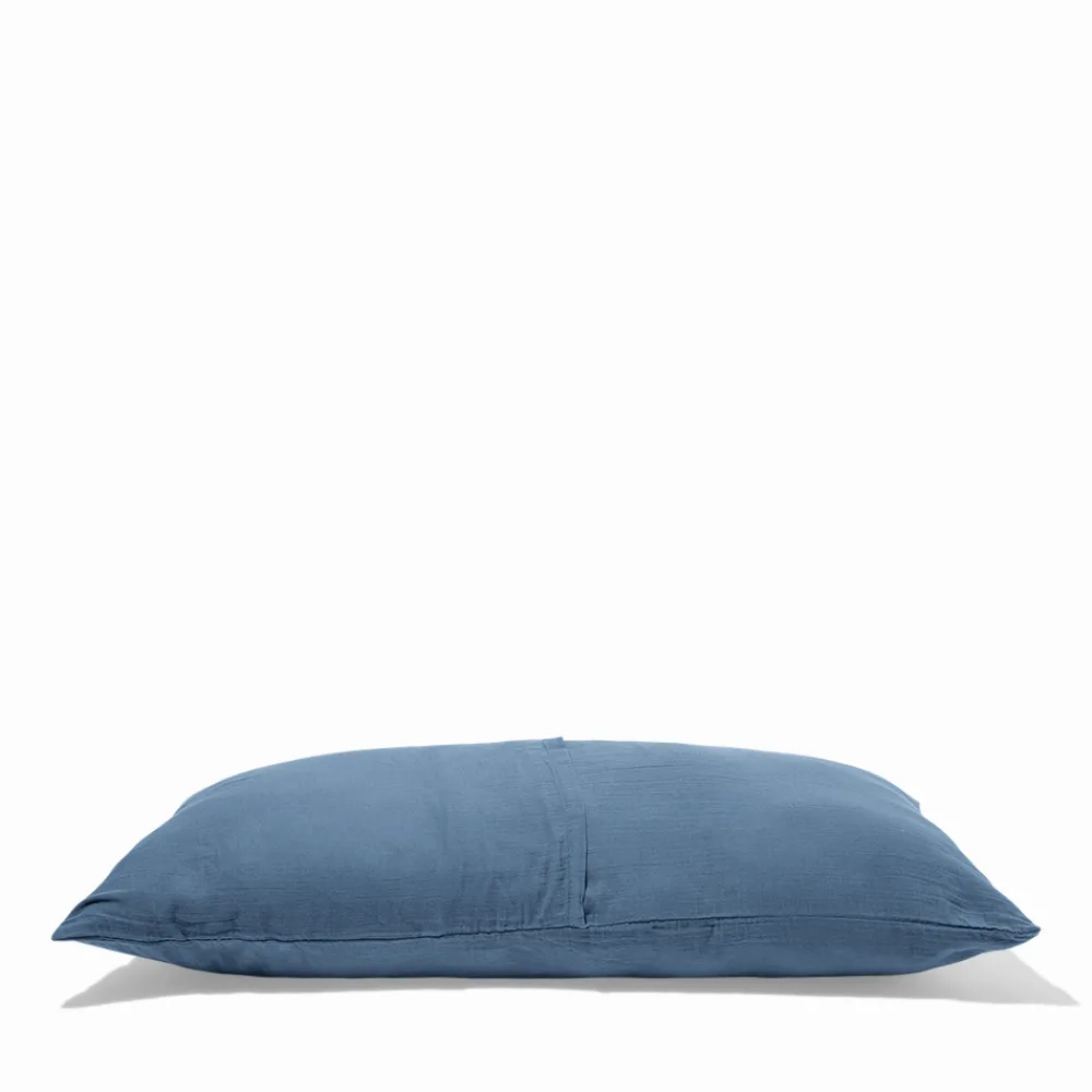 2100 GAZEX Coussin rectangle en gaze de coton - Bleu zinc