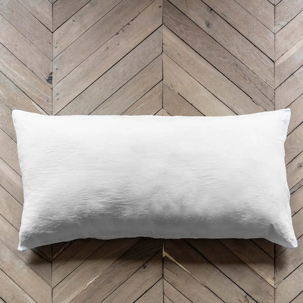 200 LINTEX Coussin rectangle en lin lavé - Blanc Optique